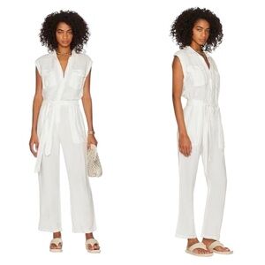 Young Fabulous & Broke utility white jumpsuit Medium tencel chore